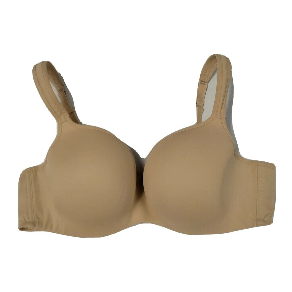 Cacique Bra Size 44 C Beige Nude Tan Demi Underwire Lined T Shirt Smooth Cup